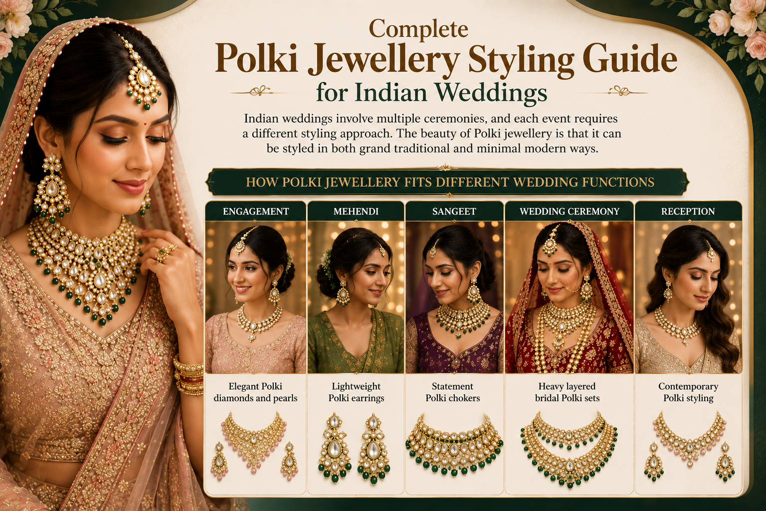 polki jewellery styling, bridal polki jewellery
