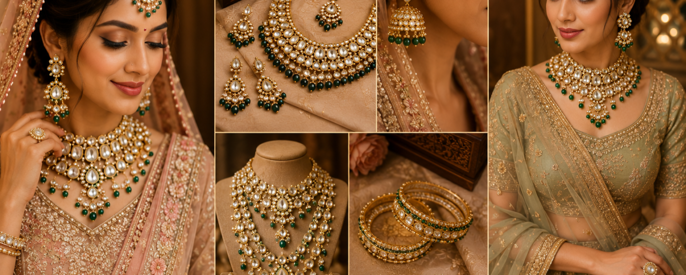 polki jewellery styling, bridal polki jewellery