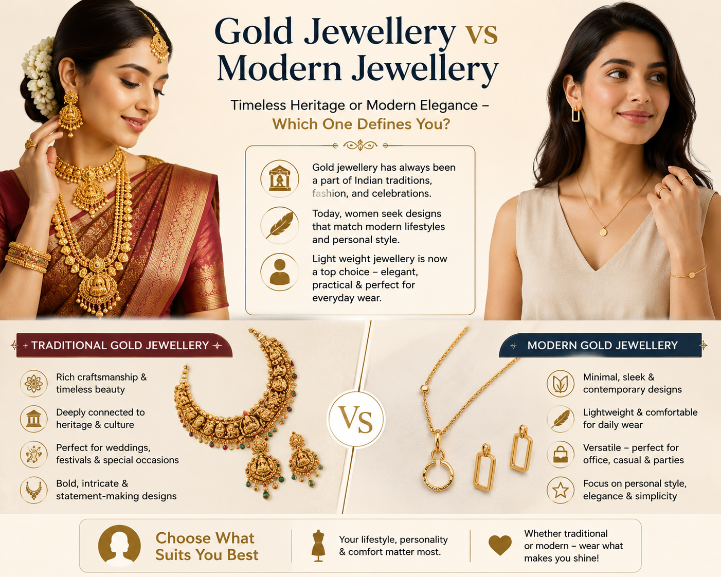 Gold Jewellery vs Modern Jewellery