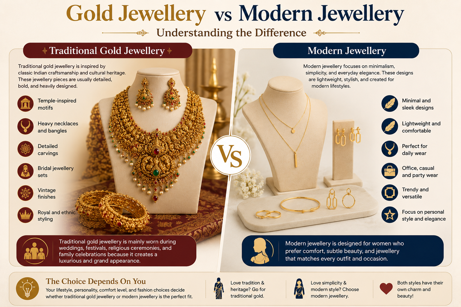 Gold Jewellery vs Modern Jewellery